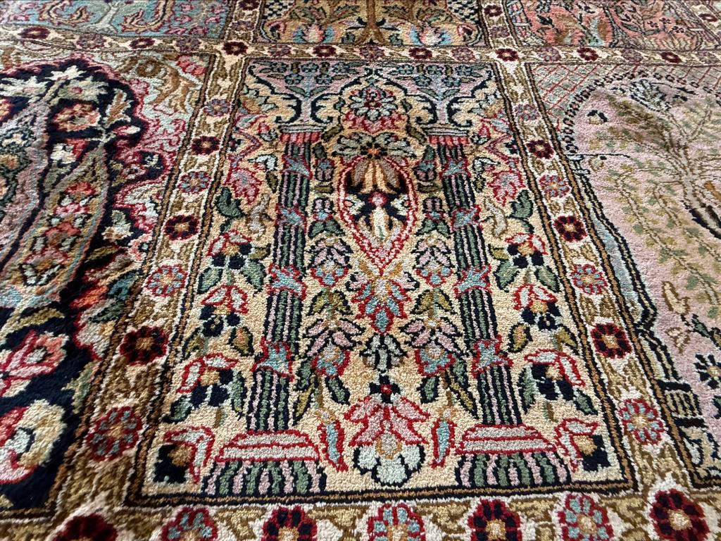 Groot Handgeknoopt Kashmir tapijt van zijde 375 x 275 cm
