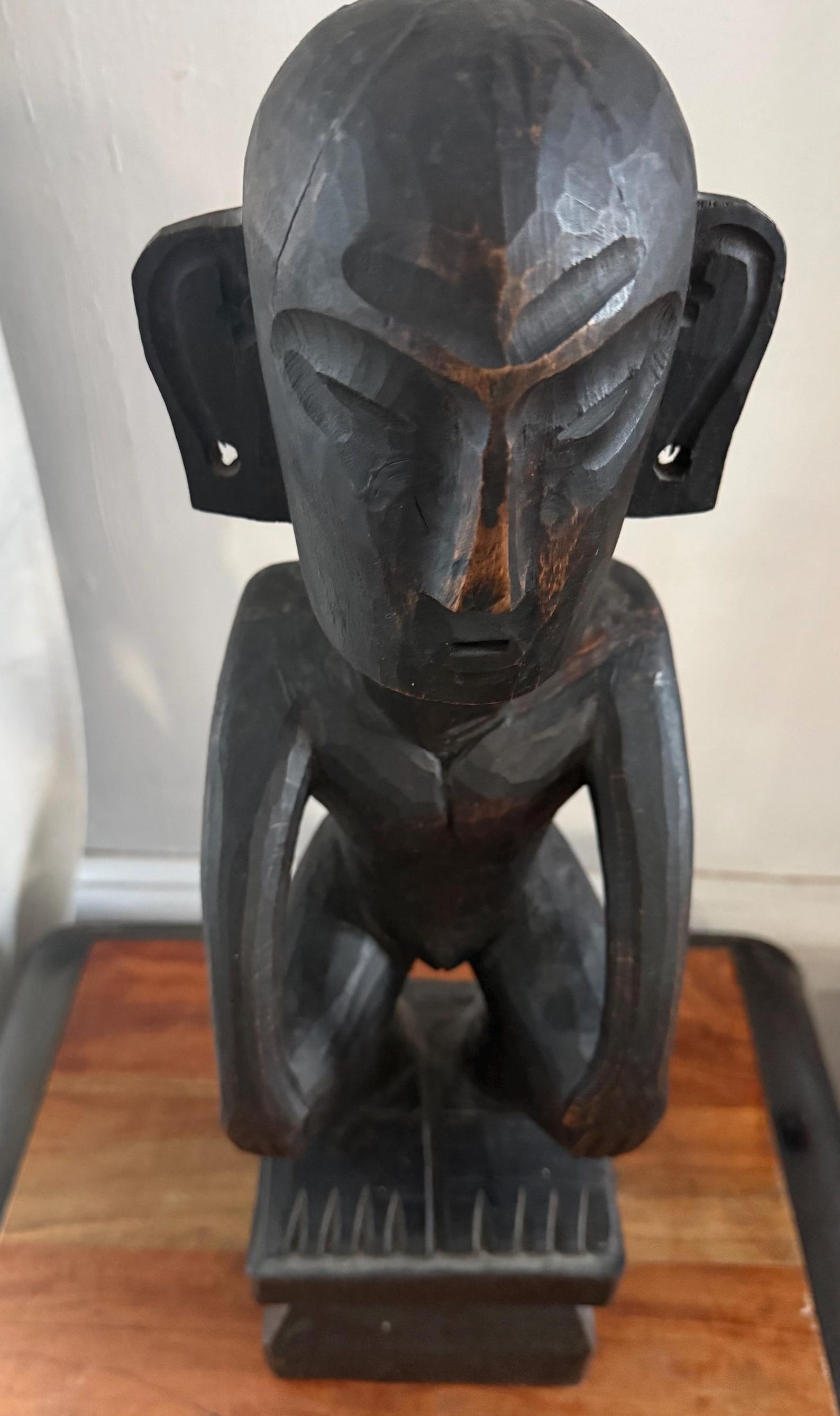 Large African wooden carving – hand-carved tribal figure – vintage modernist statement art