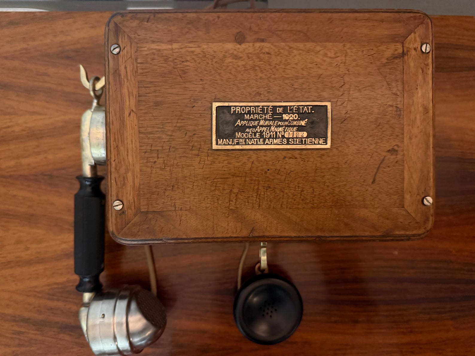Antique French military wall telephone (circa 1911-1920) – government issue, Saint-Étienne