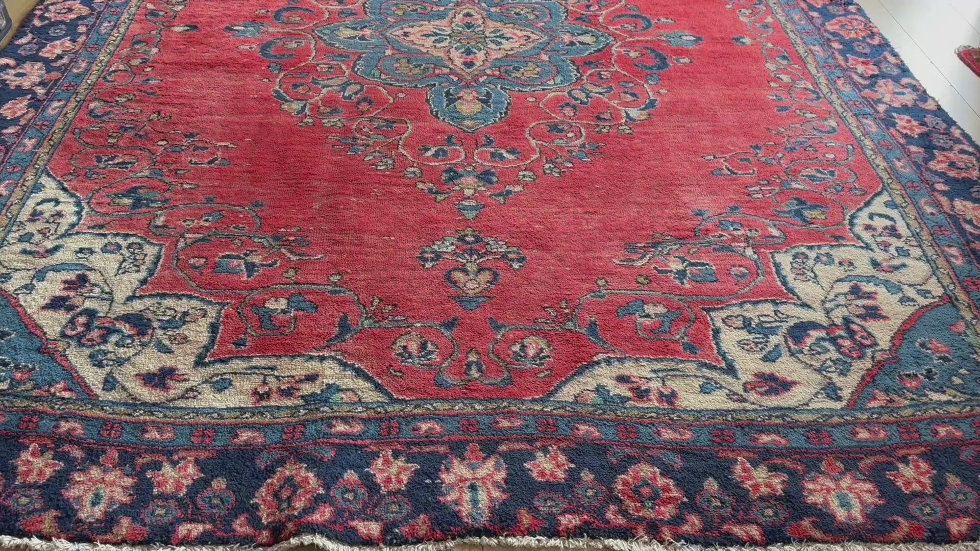Handgeknoopt vintage Oosters Tapijt Kashan stijl – ca. 213 × 292 cm