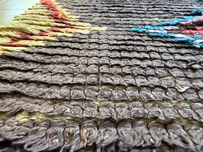 Vintage Berber Boucherouite runner – 267 × 97 cm – graphic diamond pattern