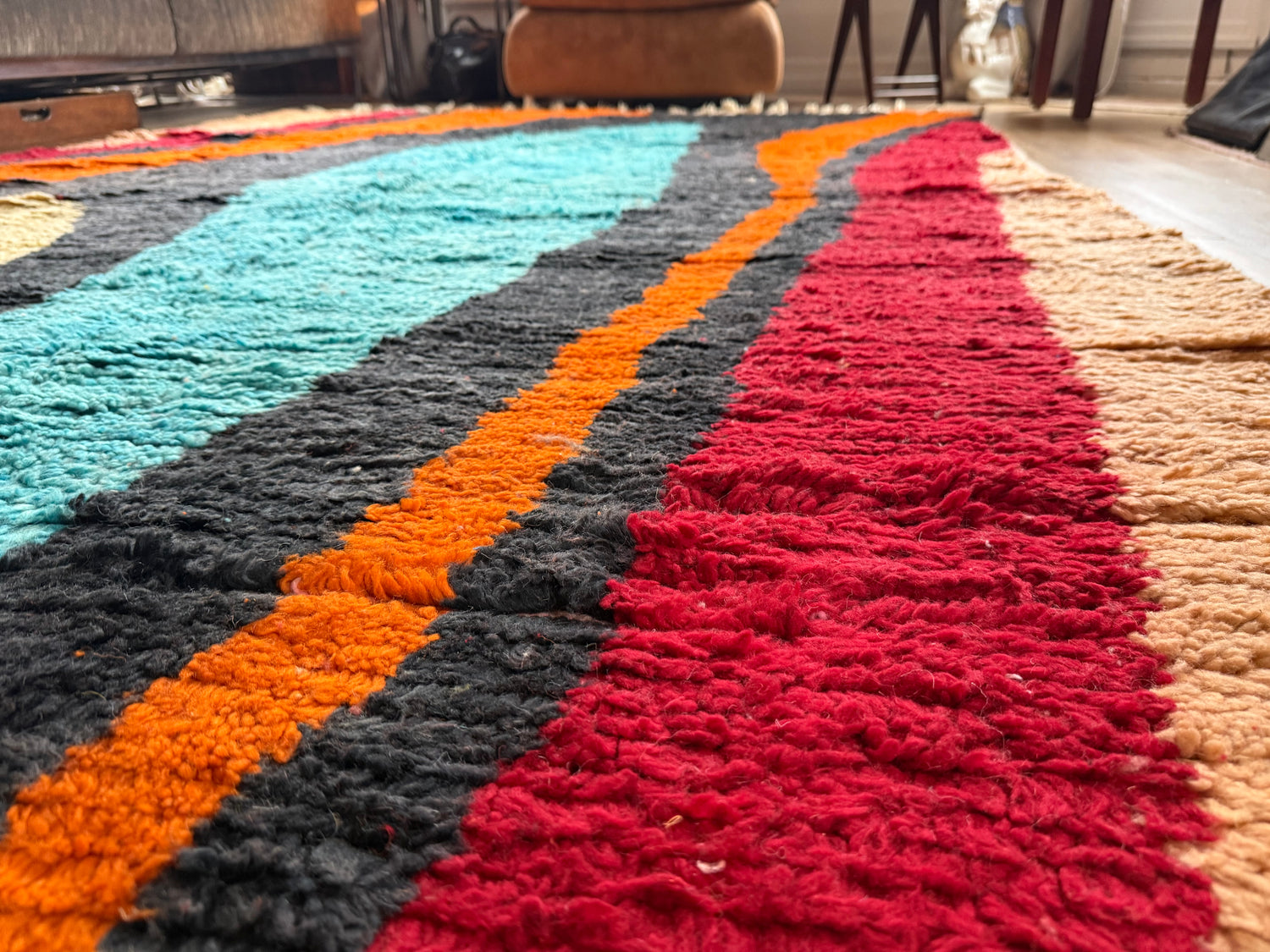 Vintage Moroccan Postmodern Rug 1980s Abstract Design – 332 × 205 cm