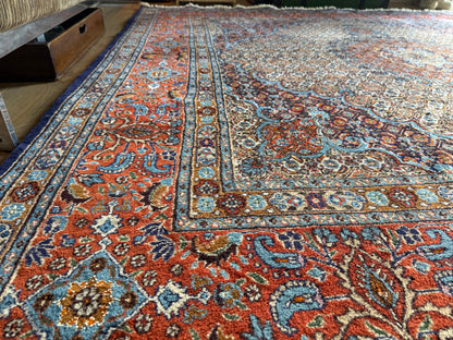 Handgeknoopt klassiek medaillon tapijt, ( vierkant ) rijk rood &amp; blauw – 253 × 246 cm