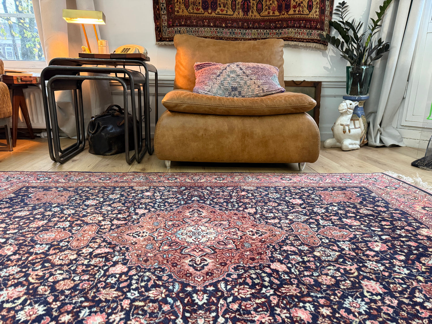 Handgeknoopt vintage Tabriz-stijl tapijt – ca. 208 x 128 cm