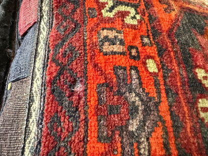 Vintage nomadic floor cushion made of hand-knotted wool, one of a kind