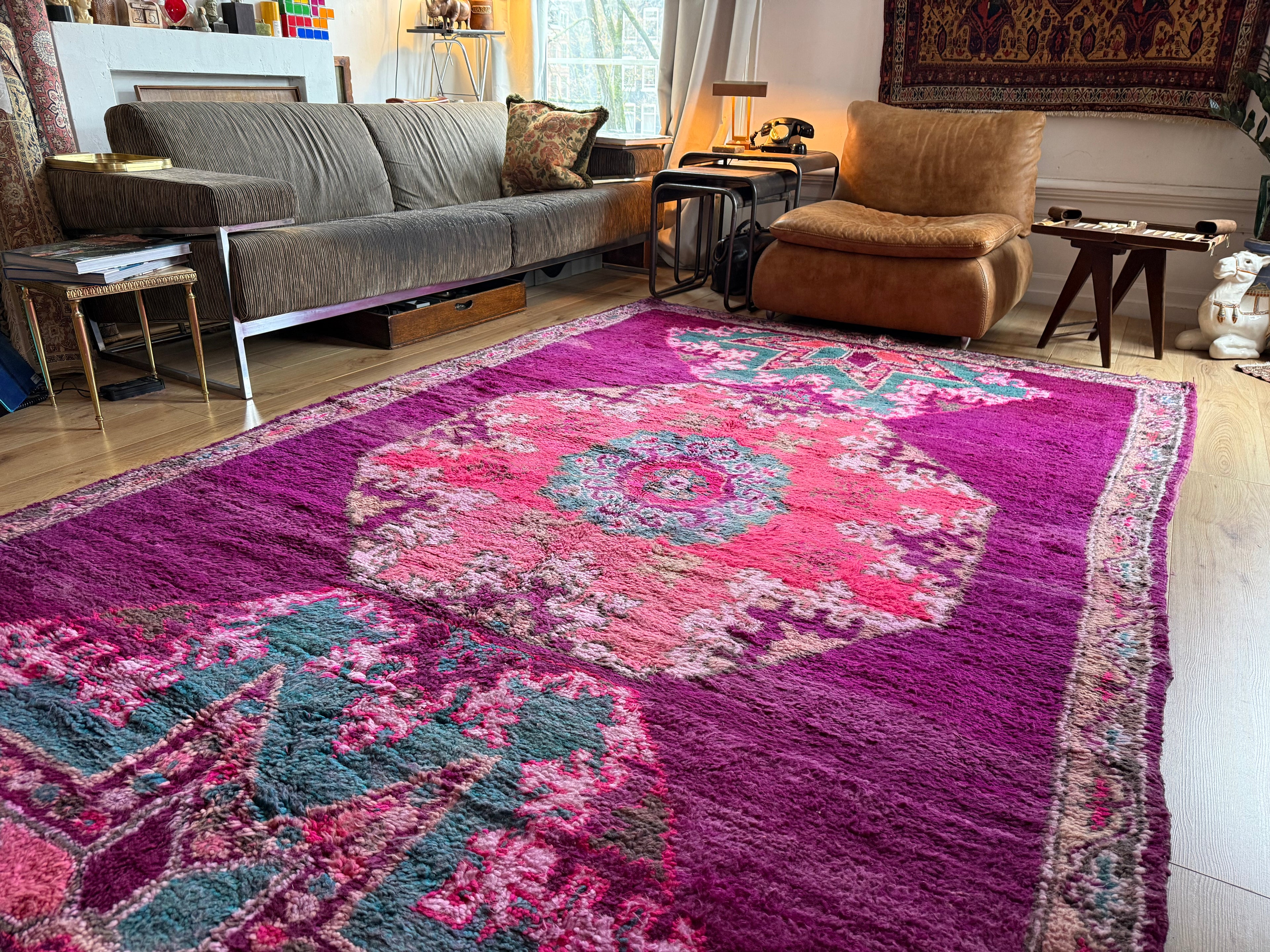 Vintage Atlas Rug – Magenta &amp; Turquoise Statement Piece (315 × 200 cm)