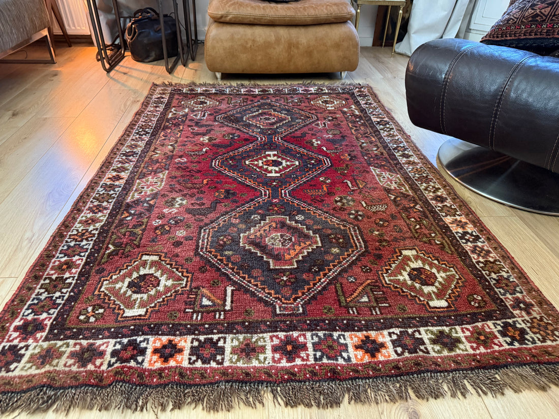 Handgeknoopt vintage oosters tapijt – 182 × 120 cm