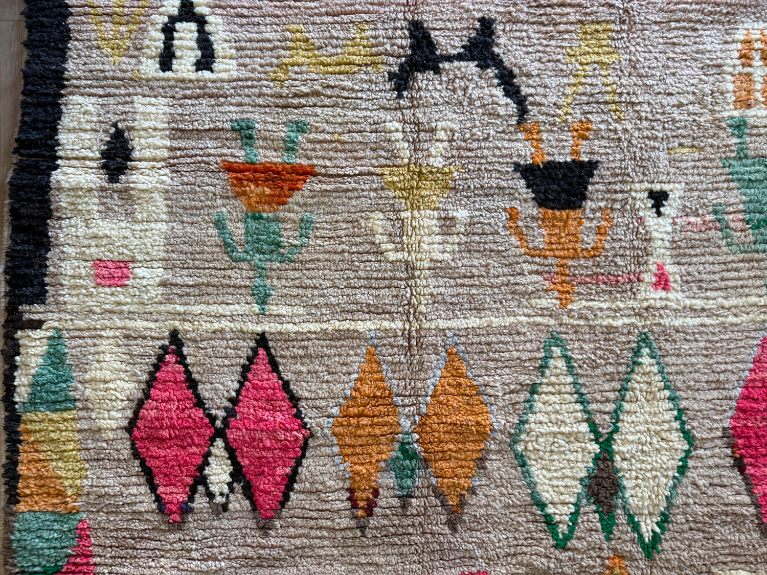 Handgeknoopt Marokkaans vloerkleed – ca. 300 × 200 cm – kleurrijk geometrisch design
