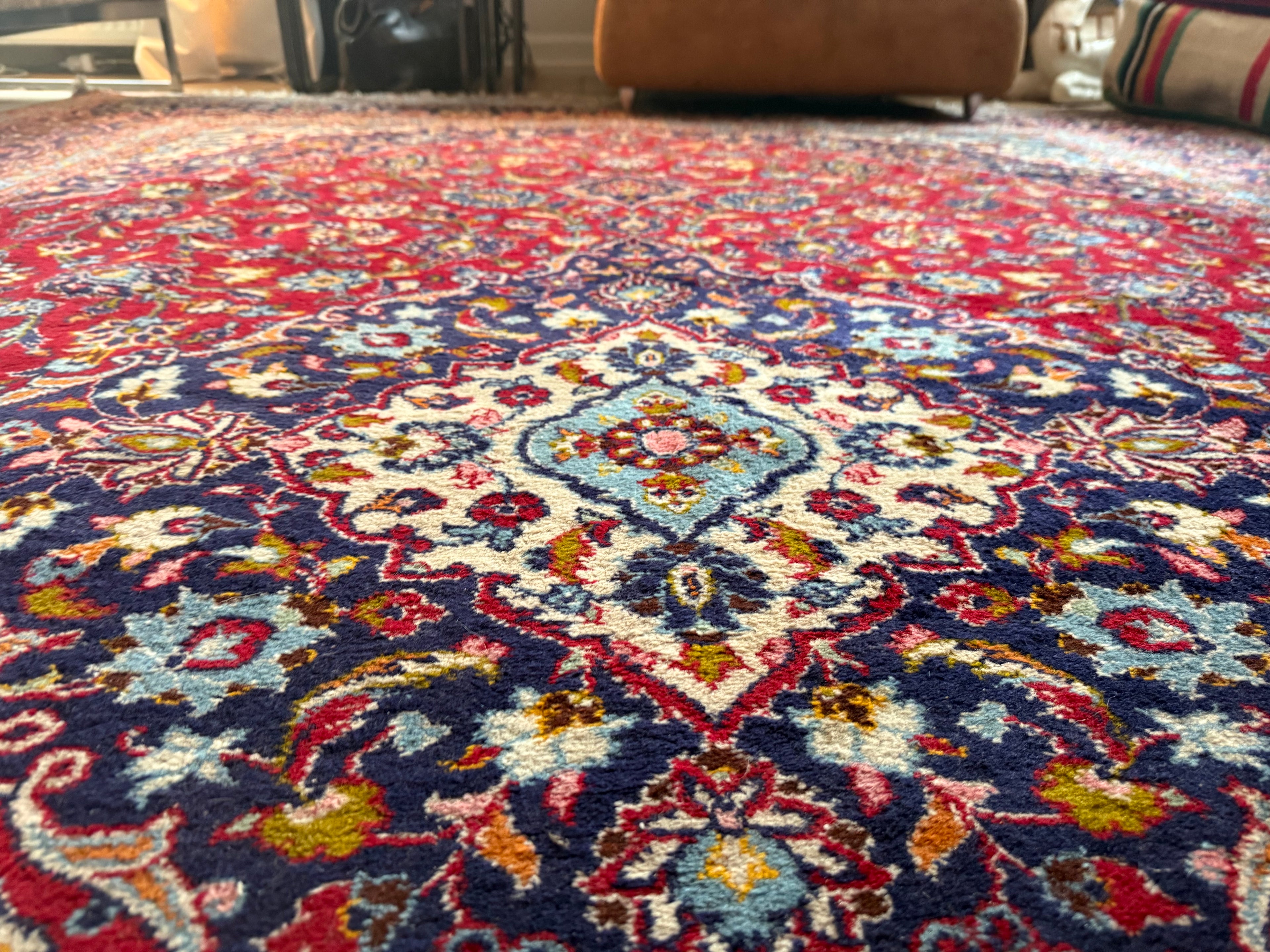 Monumentaal handgeknoopt vintage tapijt – 365 × 249 cm