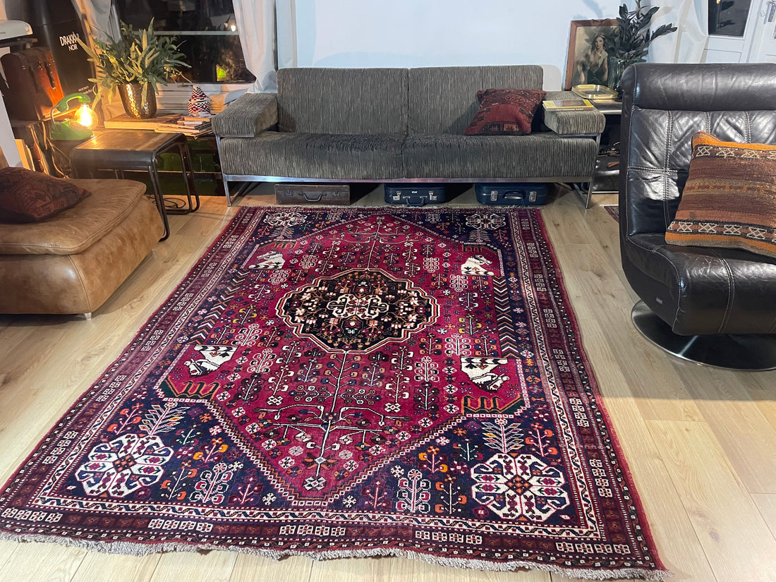 Handgeknoopt Vintage Oosters tapijt – ca. 248 × 182 cm