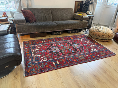 Handgeknoopt vintage oosters tapijt – Heriz stijl – ca. 200 × 118 cm