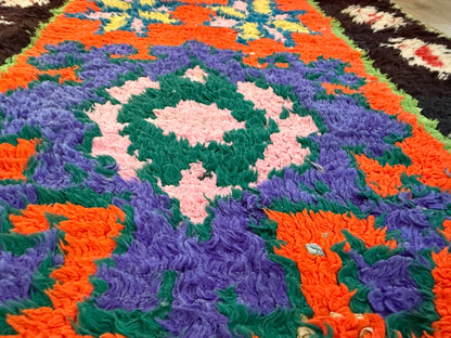 Authentiek handgeknoopt tapijt – kleurrijke boho stijl – ca. 274 × 75 cm