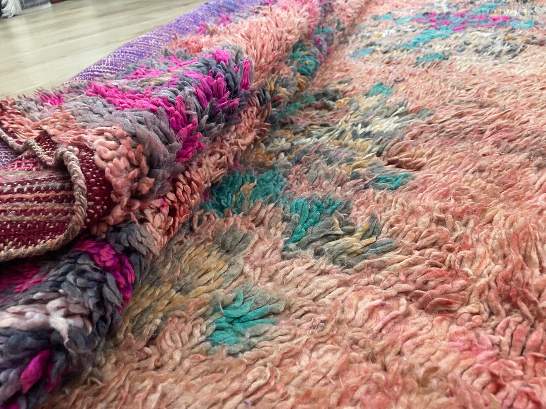 Handgeknoopt vintage tapijt Marokkaans Boucherouite ca. 323 × 193 cm