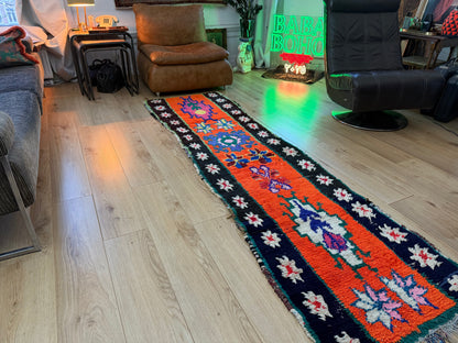 Authentiek handgeknoopt tapijt – kleurrijke boho stijl – ca. 274 × 75 cm