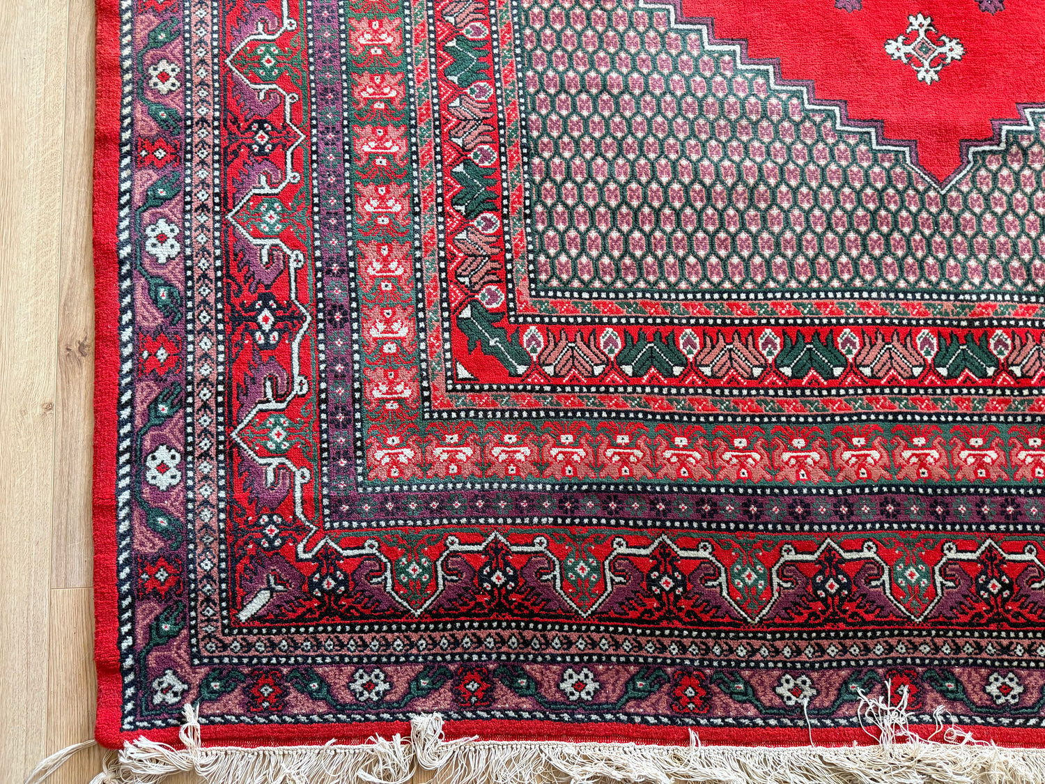 Handgeknoopte oosters vintage tapijt met florale medaillonstructuur – ca. 291 × 202 cm