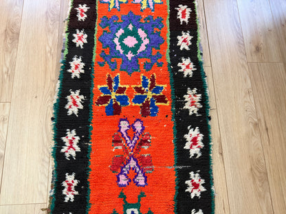 Authentiek handgeknoopt tapijt – kleurrijke boho stijl – ca. 274 × 75 cm