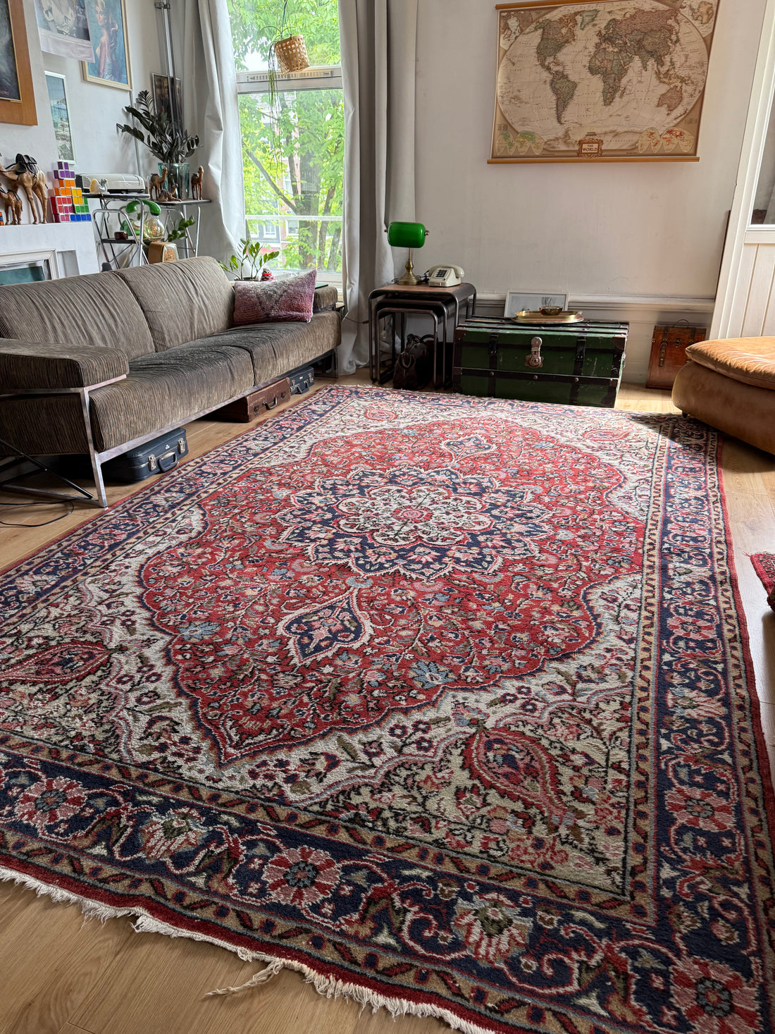 handgeknoopt Oosters Vintage tapijt Kashan stijl  215 x 345 cm