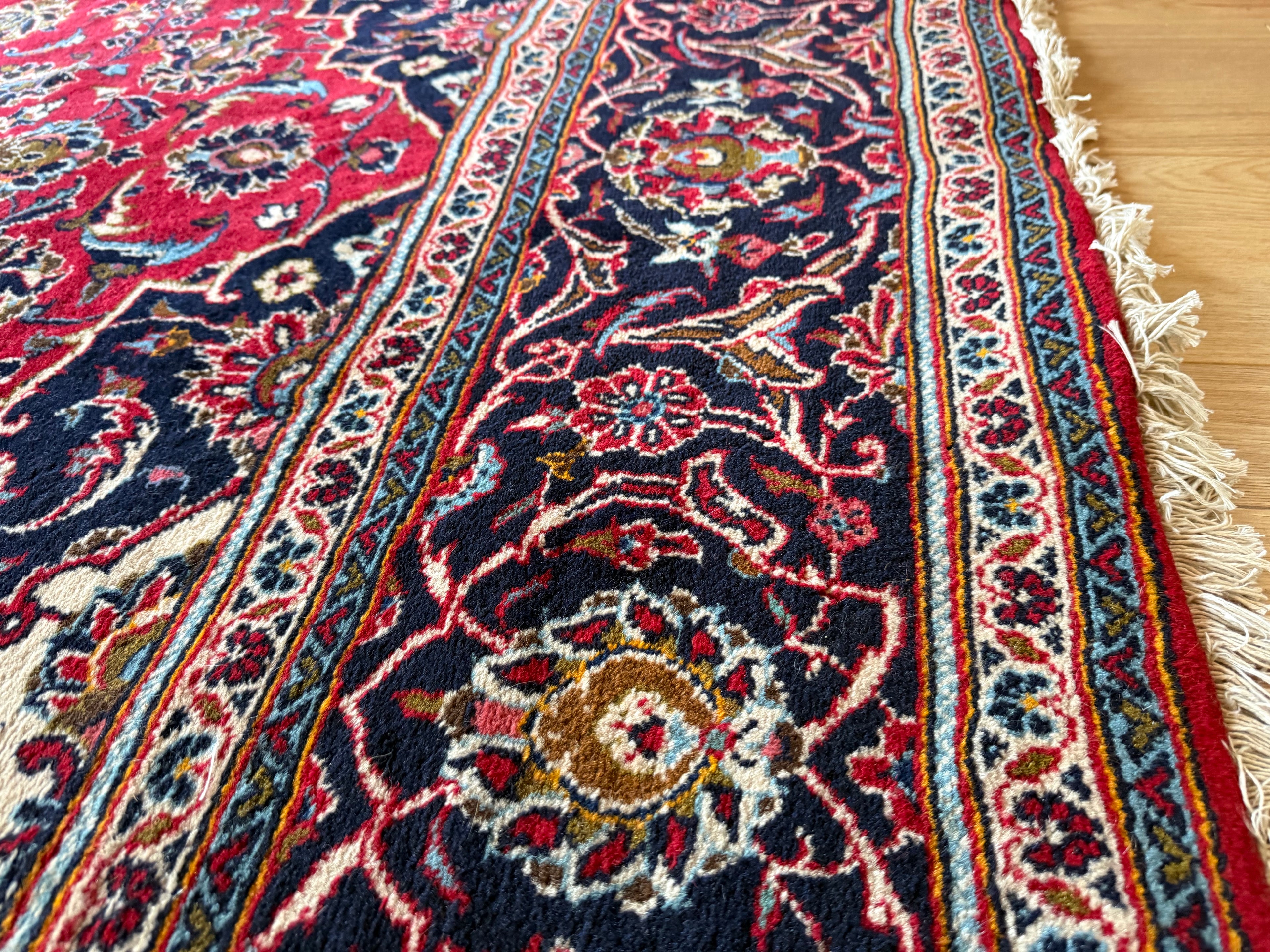 Tapete vintage nó à mão estilo Kashan – 312 × 202 cm