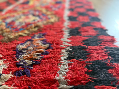 Handgeknoopt vintage tapijt – Boucherouite loper – ca. 295 × 85 cm