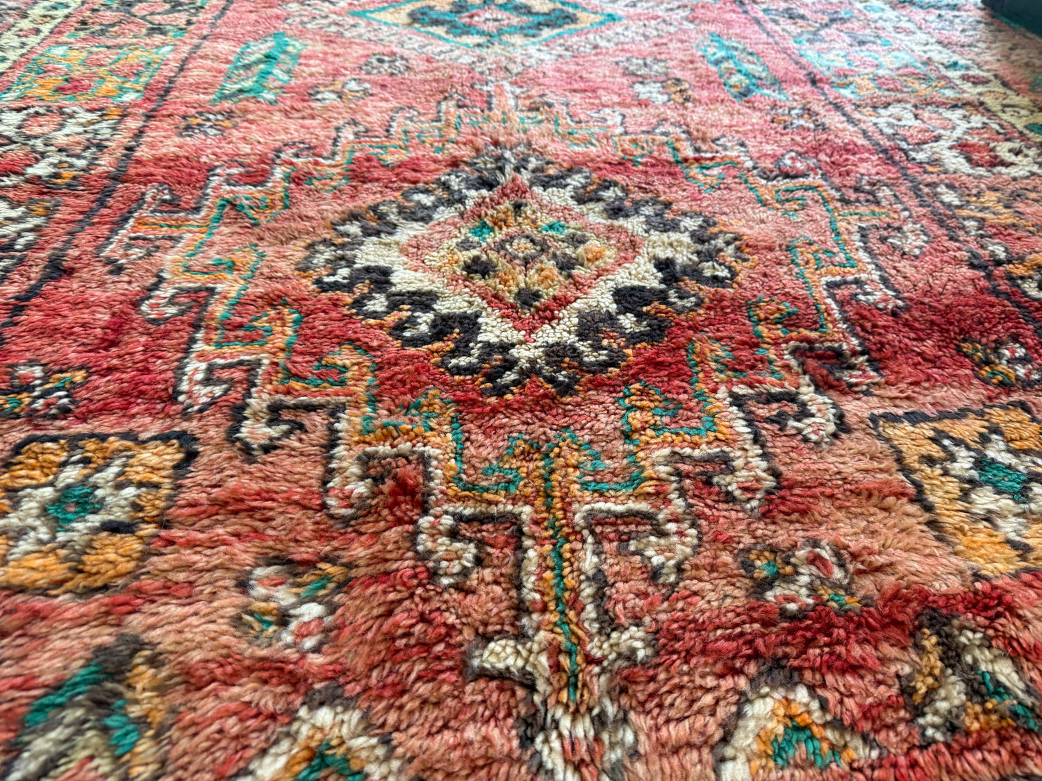Vintage Moroccan Carpet 394 × 204 cm, 1970s