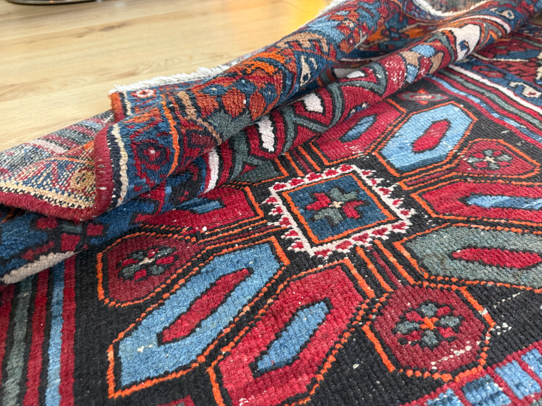 Tapete oriental vintage feito à mão – estilo Heriz – aprox. 200 × 118 cm