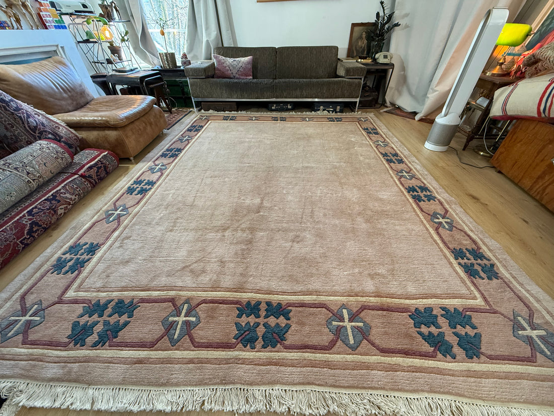 Handgeknoopt vintage tapijt – Chinese Art Deco stijl – ca. 250 × 300 cm