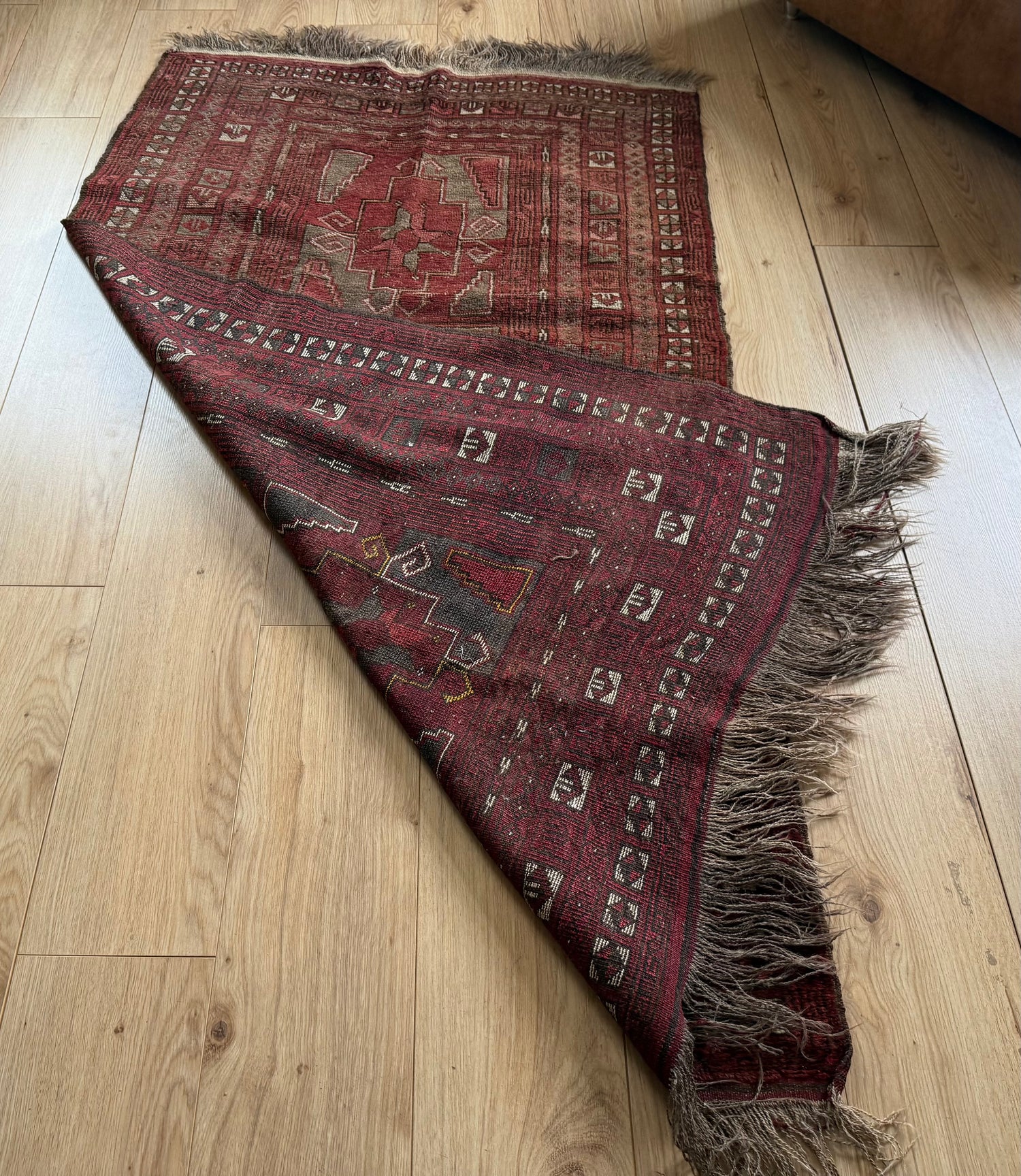 Tapete vintage Baluch – lã nó à mão, c. 1950–1970 (197 × 110 cm)
