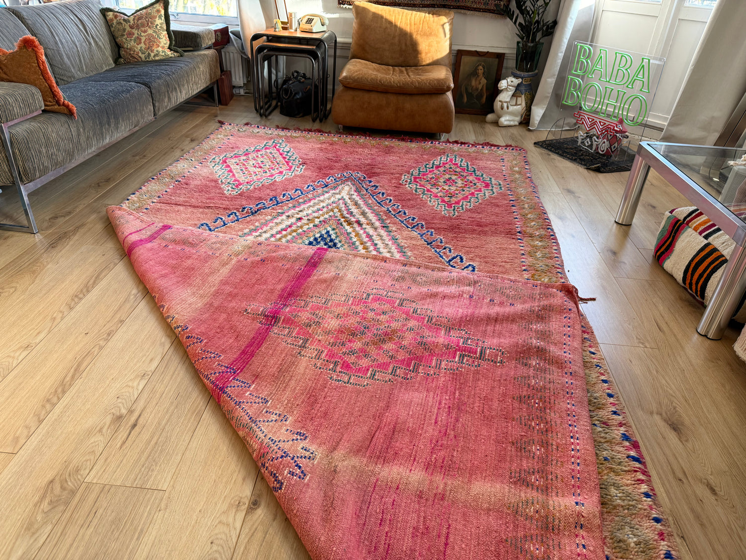 Handgeknoopt vintage Marokkaans tapijt – ca. 370 × 204 cm