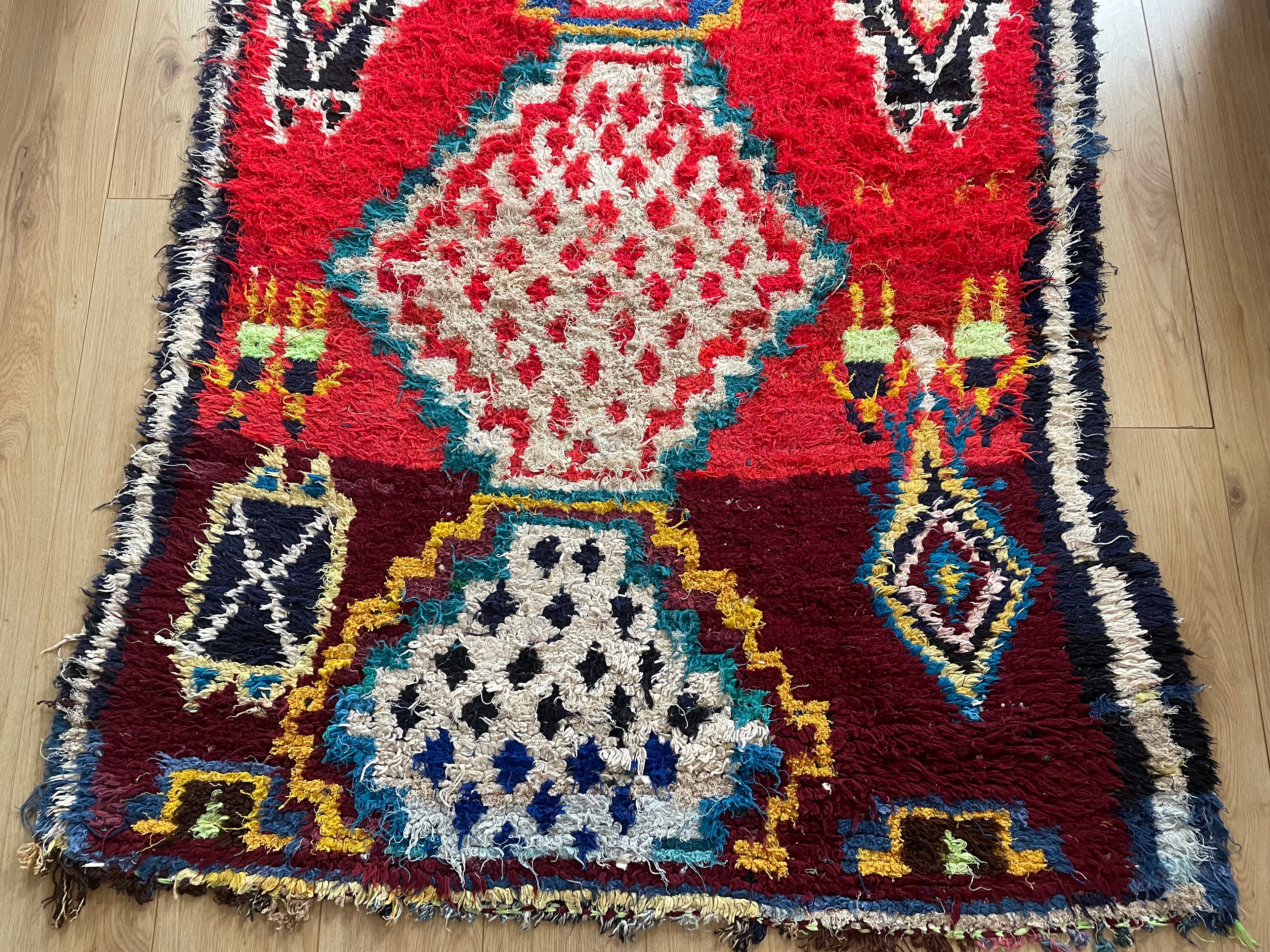 Handgeknoopt vintage Boujad tapijt – Marokkaans – ca. 282 × 145 cm