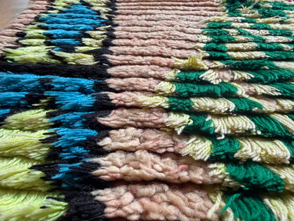 Vintage Moroccan Runner in Pink and Turquoise – 280 × 78 cm
