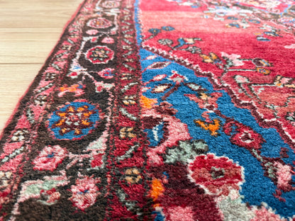 Handgeknoopt vintage Oosters tapijt – Heris-stijl – ca. 206 × 130 cm