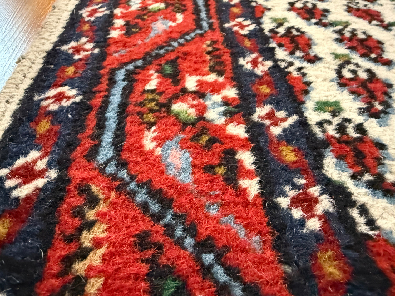 Vintage handgeknoopte loper – 275 × 75 cm – boteh-patroon