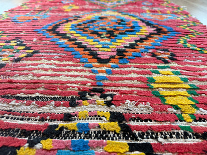 Handgeweven vintage loper met levend ritme 334 × ca. 92 cm (organisch variërend)