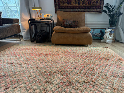 Zacht vintage Berber tapijt in perziktinten – 320 × 195 cm