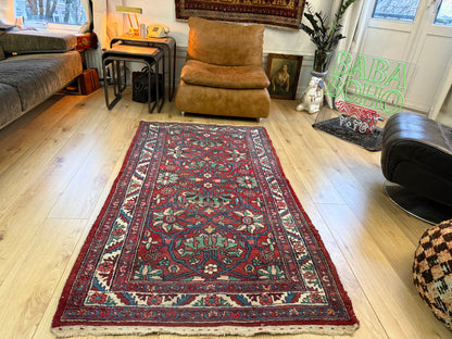 Sleets Vintage handgeknoopt oosters tapijt – 193 × 104 cm