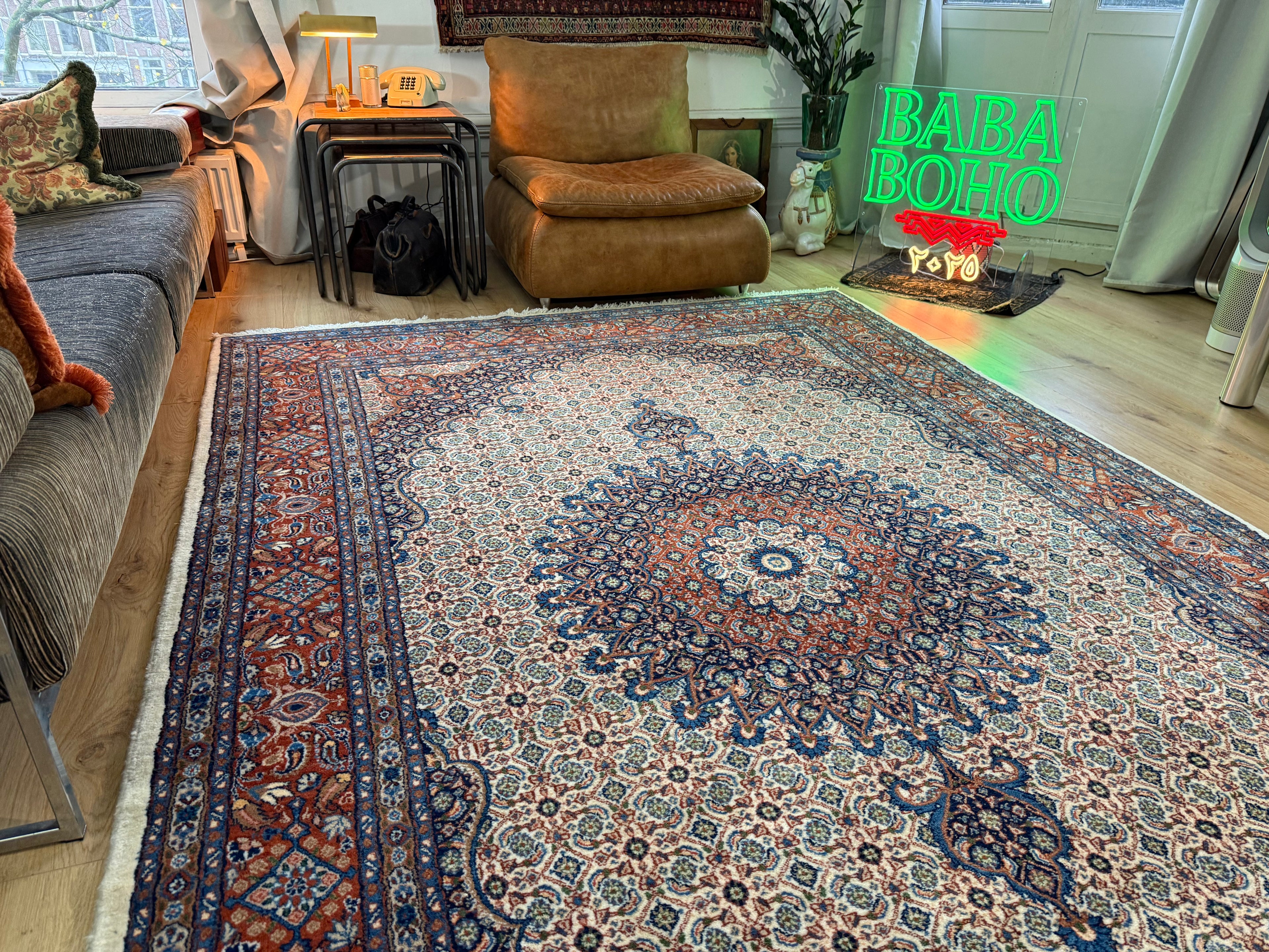 Handgeknoopt Oosters vintage tapijt – 310 × 200 cm – Professioneel gereinigd