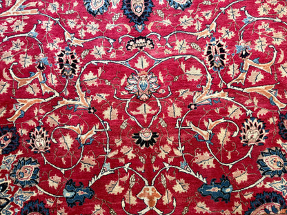 Groot handgeknoopt vintage vloerkleed met medaillon – 400×302 cm