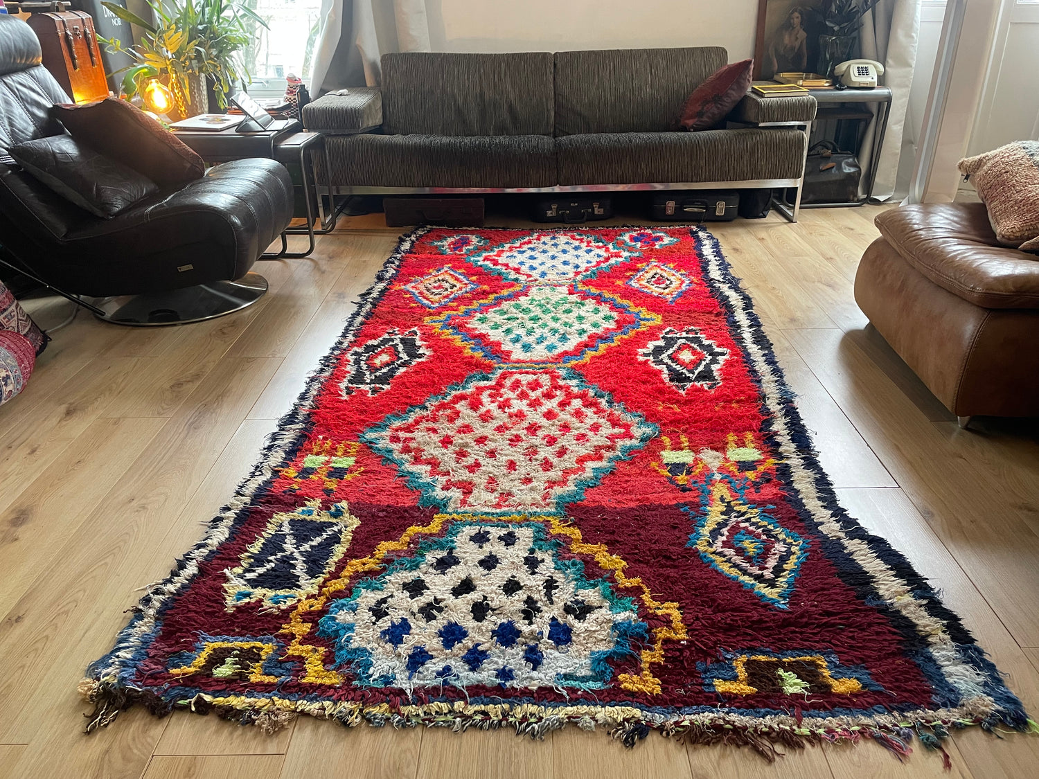 Handgeknoopt vintage Boujad tapijt – Marokkaans – ca. 282 × 145 cm