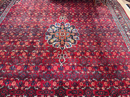 Grande tappeto persiano vintage Hosseinabad – 356 × 242 cm, risalente circa al 1960
