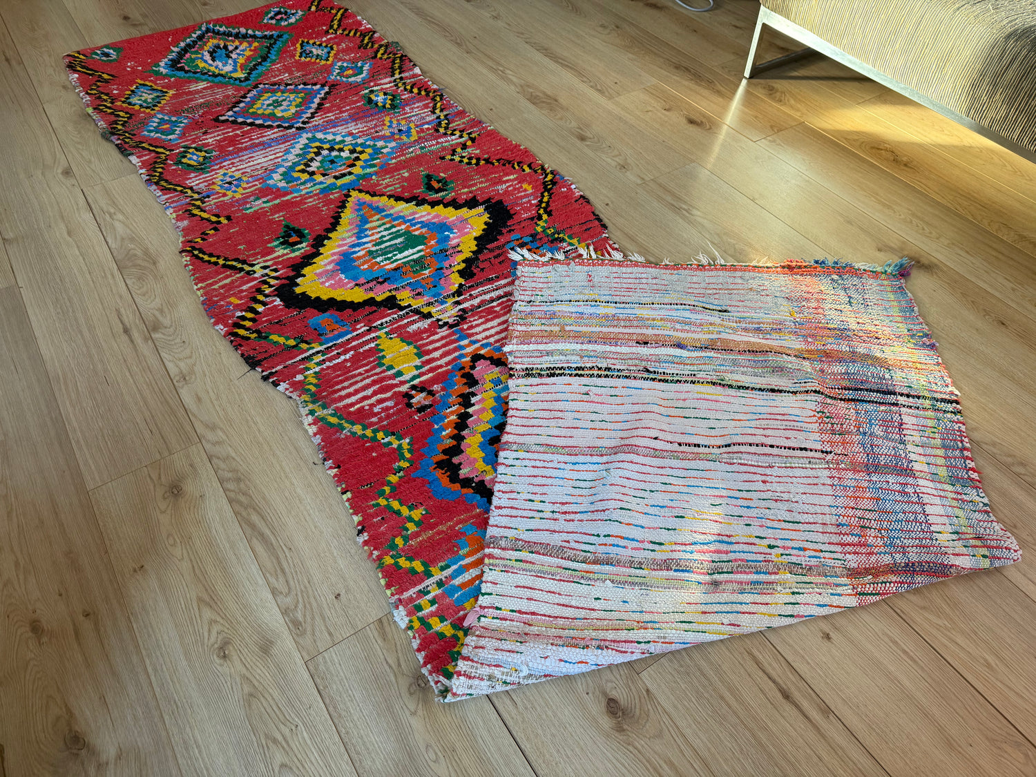 Handgeweven vintage loper met levend ritme 334 × ca. 92 cm (organisch variërend)