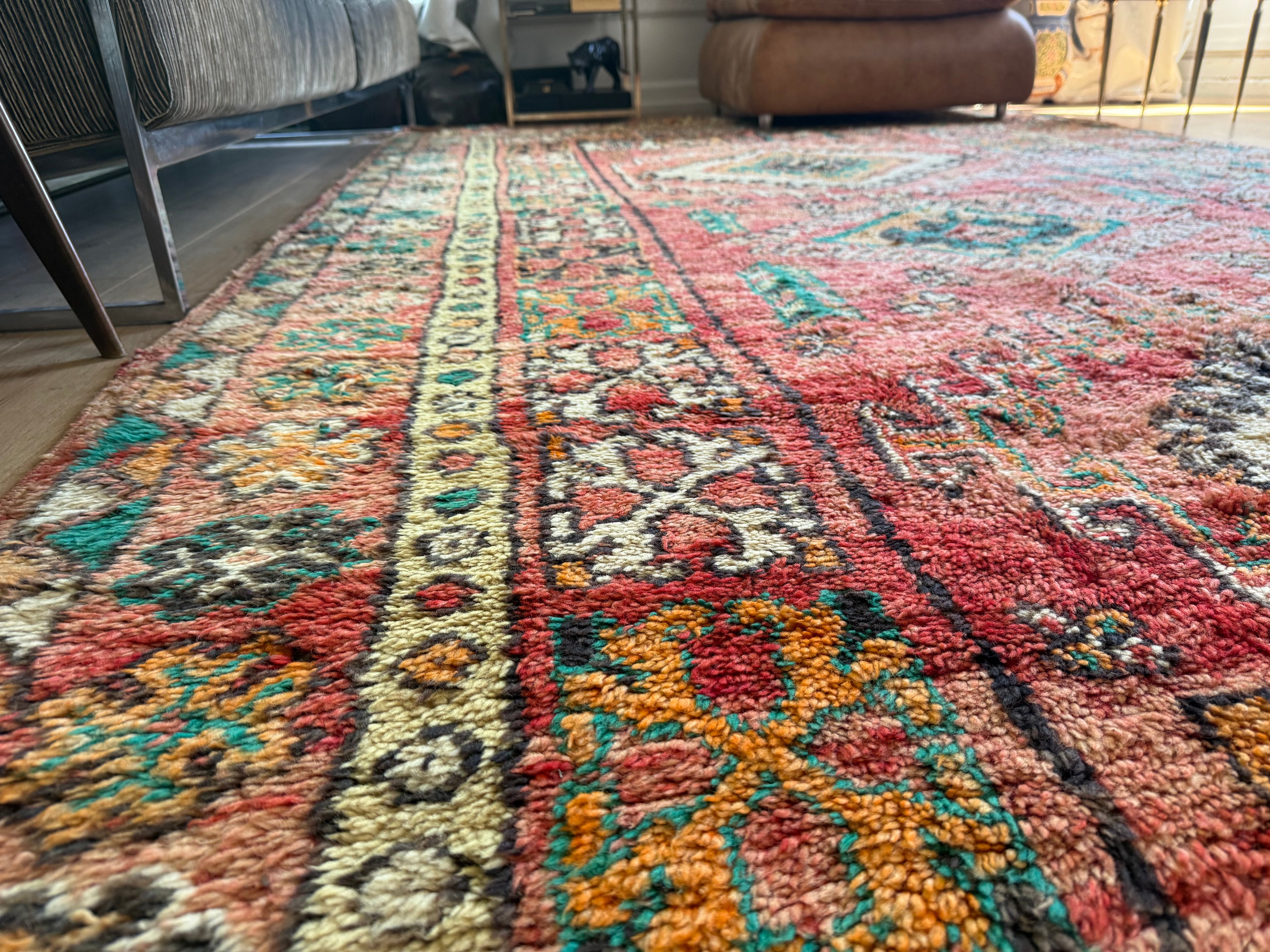 Vintage Moroccan Carpet 394 × 204 cm, 1970s