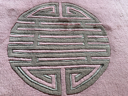 Vintage Art Deco tapijt in warm roze – 330 × 215 cm