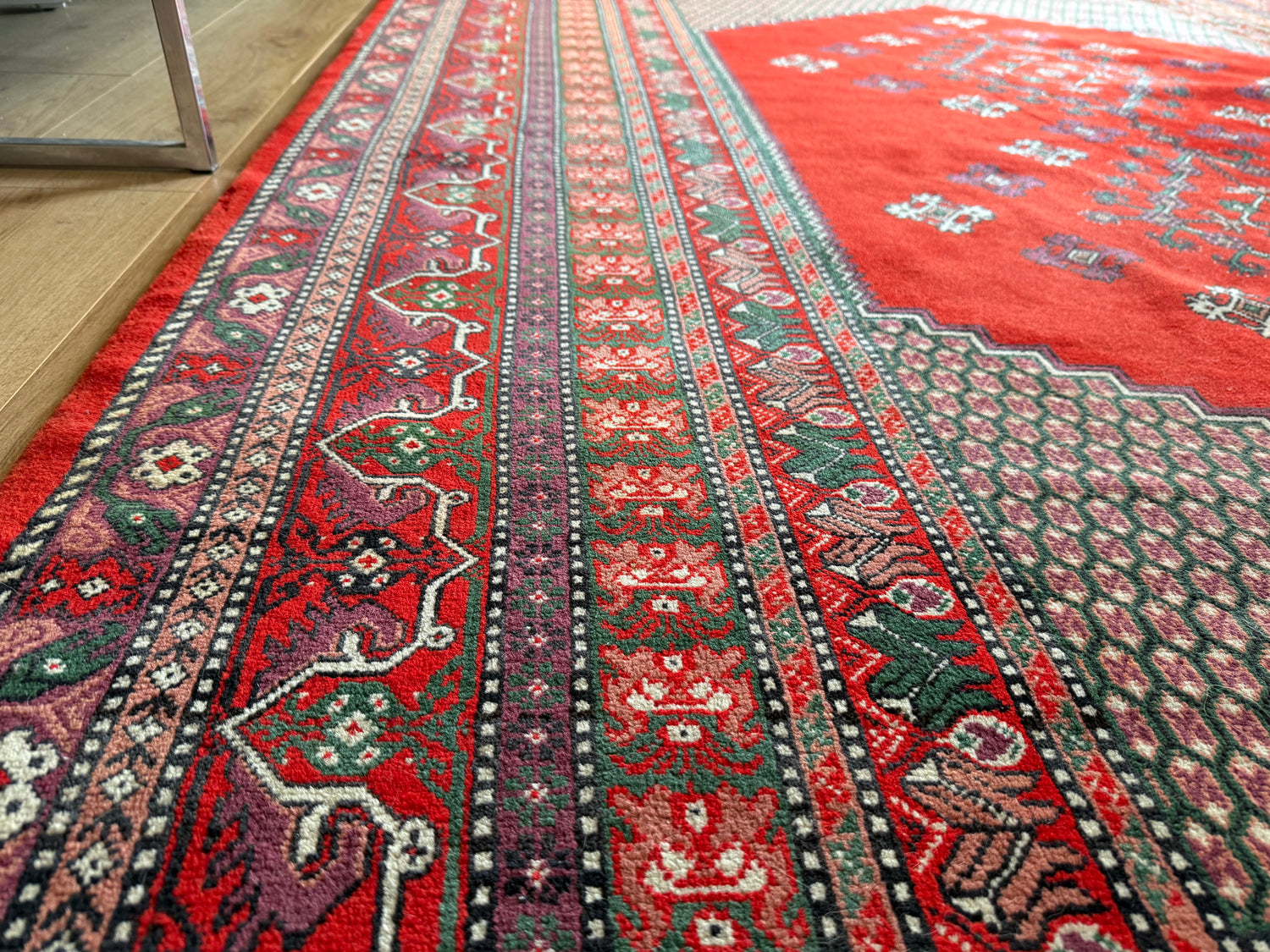 Handgeknoopte oosters vintage tapijt met florale medaillonstructuur – ca. 291 × 202 cm