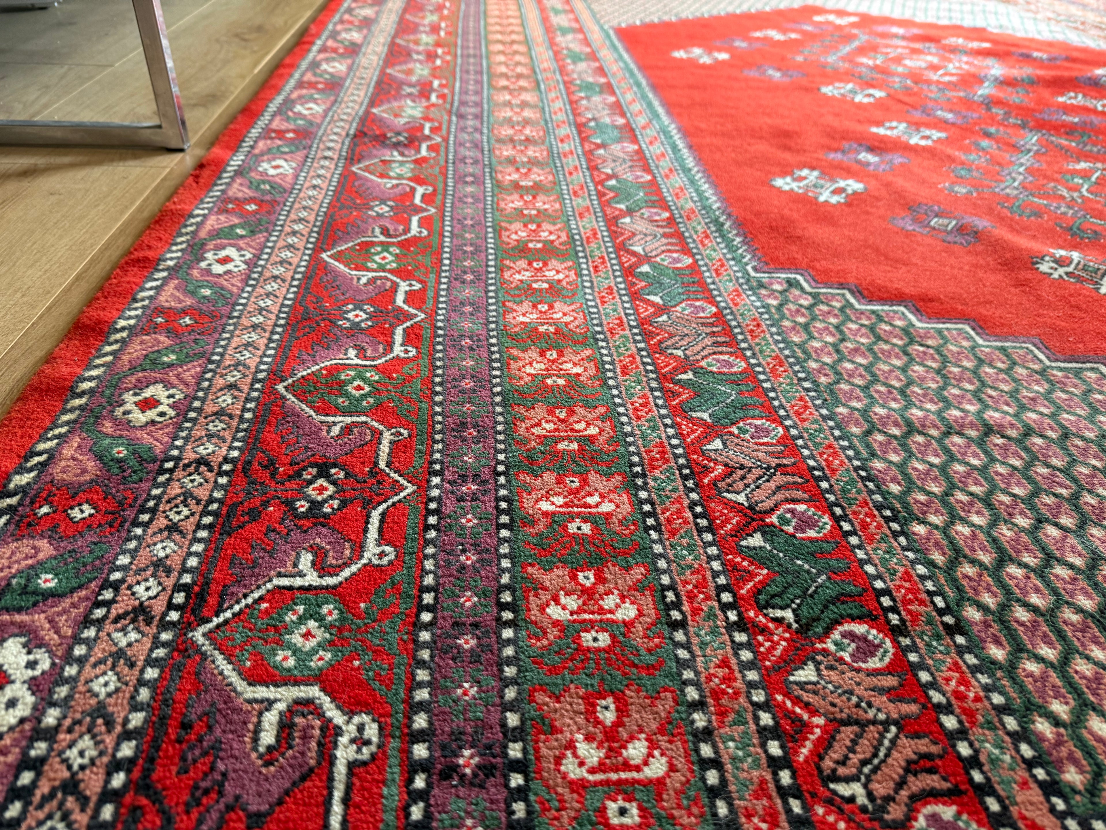 Handgeknoopte oosters vintage tapijt met florale medaillonstructuur – ca. 291 × 202 cm