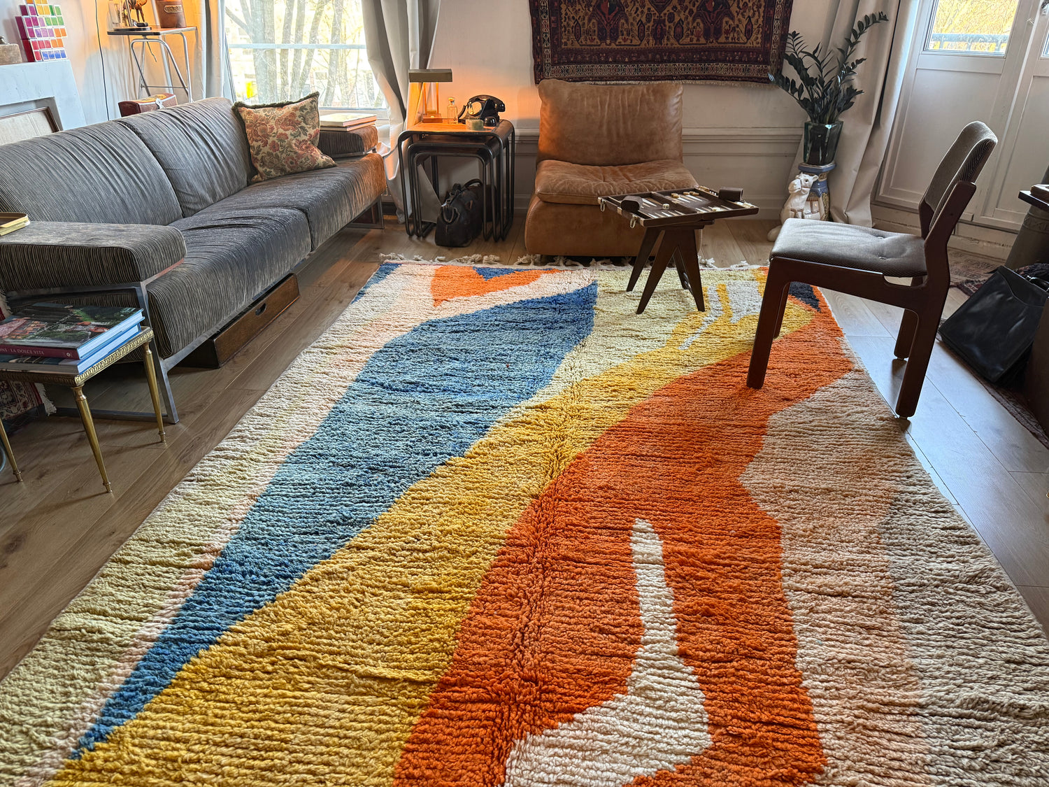 Tapete vintage de design marroquino – 317 × 197 cm – shag abstrato