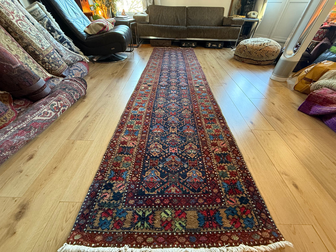 Handgeknoopt vintage tapijt – Heriz stijl – ca. 334 × 89 cm