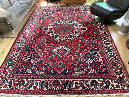 Vintage handgeknoopt Oosters tapijt met medaillon – ca. 318 × 226 cm