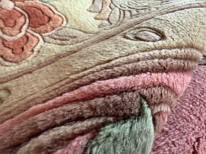 Vintage Art Deco tapijt in warm roze – 330 × 215 cm