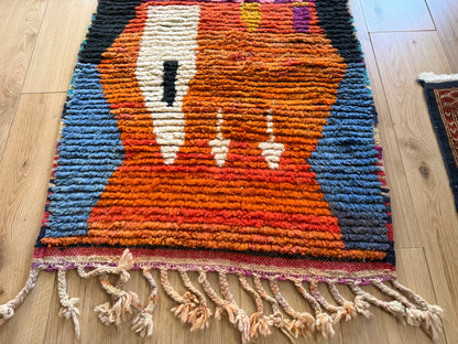 Vintage Moroccan Runner with Graphic Design