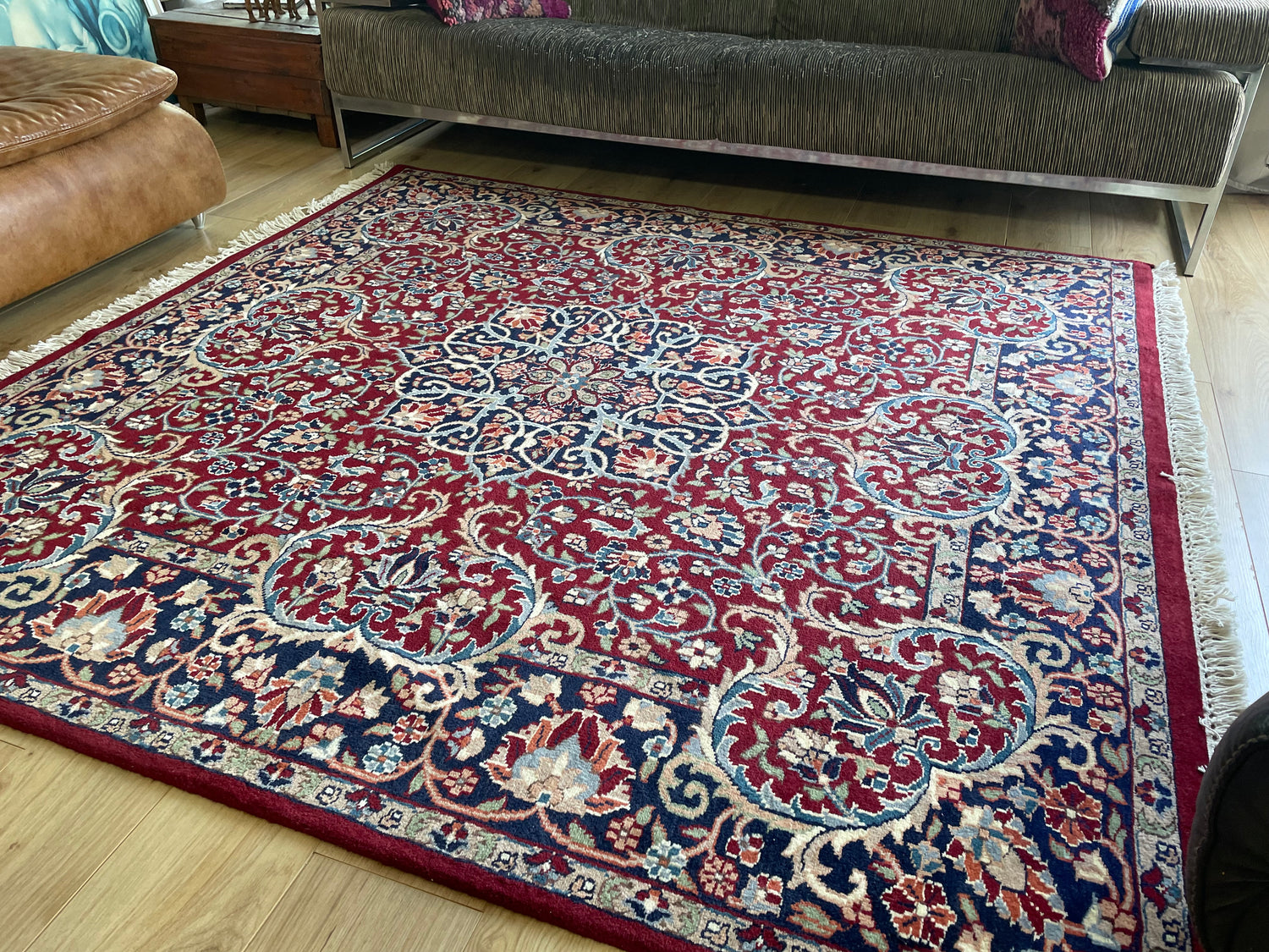 Handgeknoopt vintage oosters tapijt – ca. 200 × 193 cm